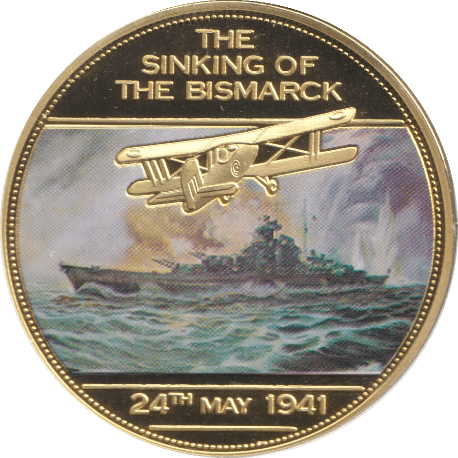 2014 MEDALLION WWII 75TH ANNIVERSARY - THE SINKING OF THE BISMARCK - WORLD COINS - Cambridgeshire Coins