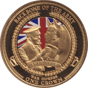 2014 ONE CROWN BACKBONE OF THE ARMY WAR HORSES PROOF - WORLD COINS - Cambridgeshire Coins