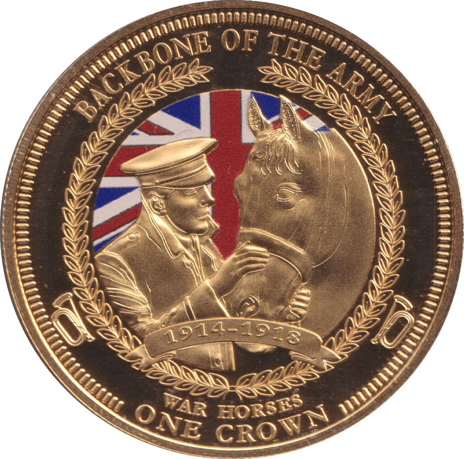 2014 ONE CROWN BACKBONE OF THE ARMY WAR HORSES PROOF - WORLD COINS - Cambridgeshire Coins