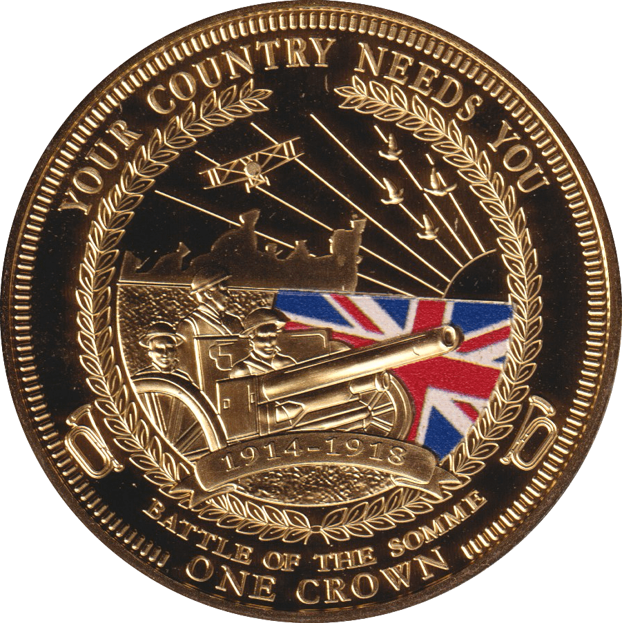 2014 ONE CROWN BATTLE OF THE SOMME TDC - WORLD COINS - Cambridgeshire Coins