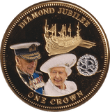 2014 ONE CROWN DIAMOND JUBILEE TDC - WORLD COINS - Cambridgeshire Coins
