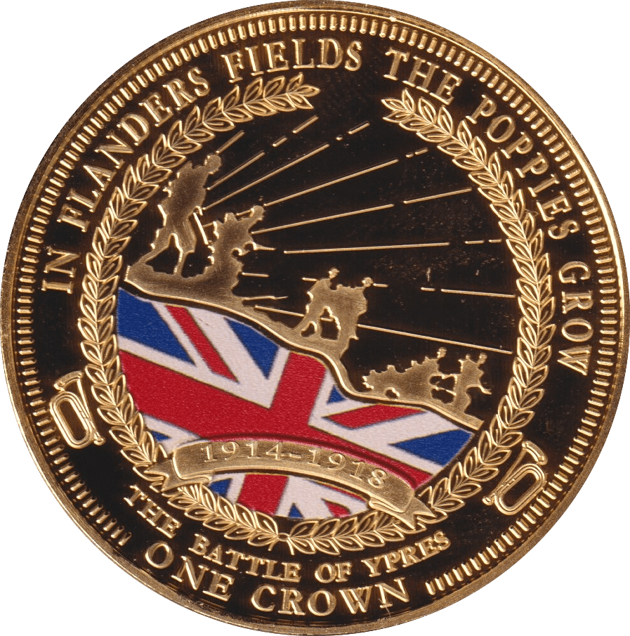2014 ONE CROWN FLANDERS FIELDS THE BATTLE OF YEARS TDC - WORLD COINS - Cambridgeshire Coins