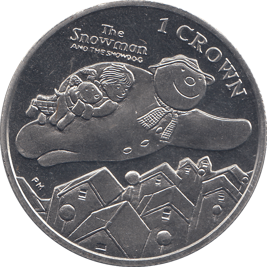 2014 ONE CROWN SNOWMAN ISLE OF MAN ( BU ) - SILVER WORLD COINS - Cambridgeshire Coins