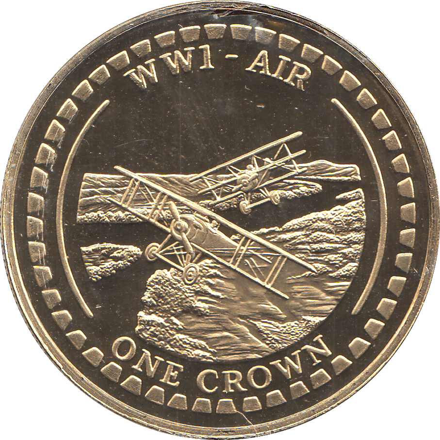 2014 ONE CROWN WW1 AIR GOLD PLATED ( BU ) - WORLD COINS - Cambridgeshire Coins