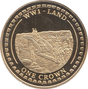 2014 ONE CROWN WW1 LAND GOLD PLATED ( BU ) - WORLD COINS - Cambridgeshire Coins