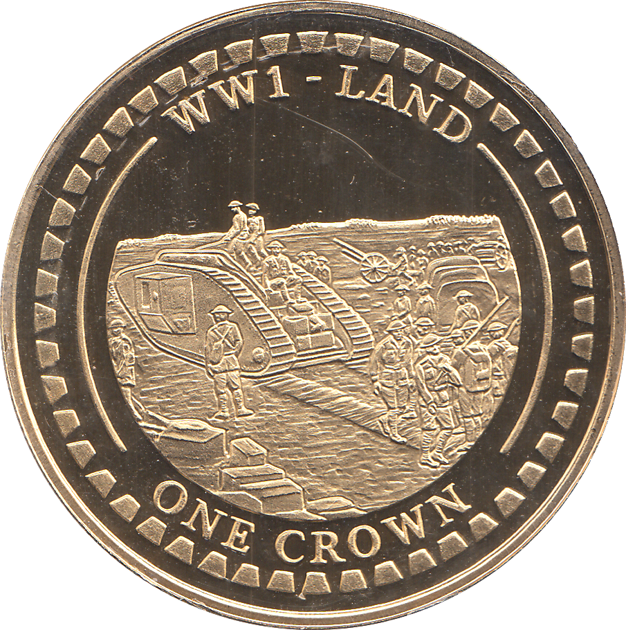 2014 ONE CROWN WW1 LAND GOLD PLATED ( BU ) - WORLD COINS - Cambridgeshire Coins