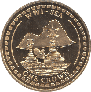 2014 ONE CROWN WW1 SEA GOLD PLATED ( BU ) - WORLD COINS - Cambridgeshire Coins