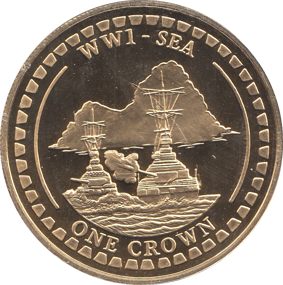 2014 ONE CROWN WW1 SEA GOLD PLATED ( BU ) - WORLD COINS - Cambridgeshire Coins