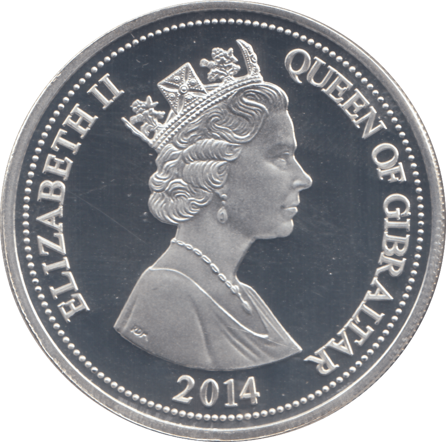 2014 SILVER £5 CENTENARY GIBRALTAR ( PROOF ) - SILVER WORLD COINS - Cambridgeshire Coins