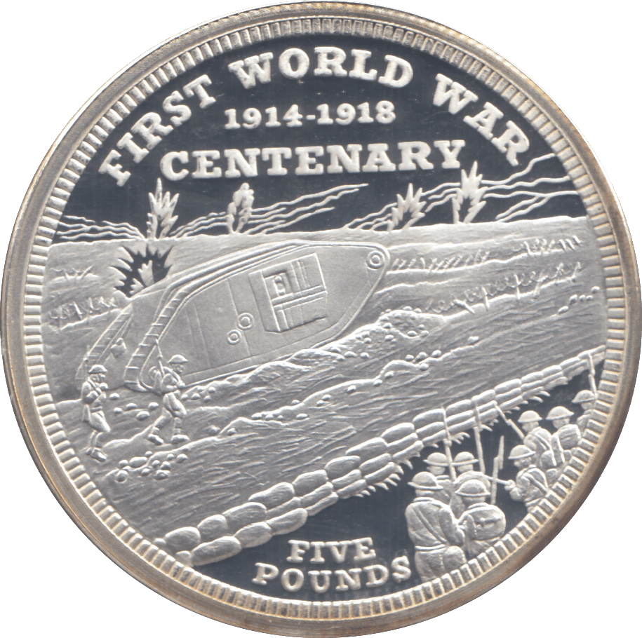 2014 SILVER £5 CENTENARY GIBRALTAR ( PROOF ) - SILVER WORLD COINS - Cambridgeshire Coins