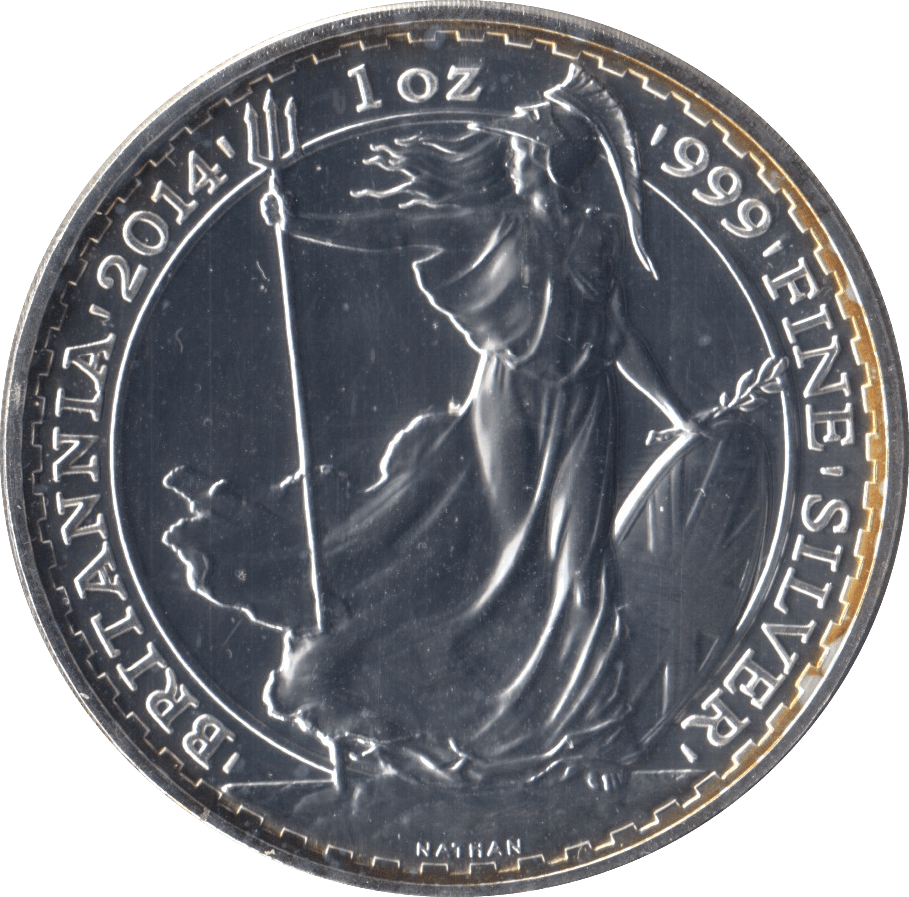 2014 SILVER BRITANNIA ' MULE ' LUNAR OBVERSE TWO POUND COIN ( BU ) - SILVER WORLD COINS - Cambridgeshire Coins