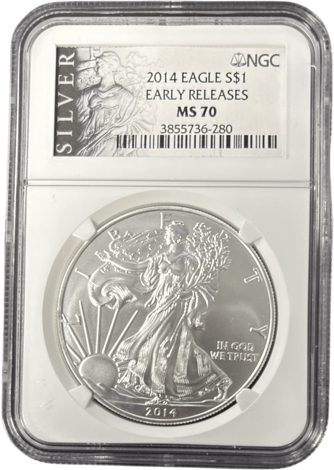 2014 SILVER EAGLE $1 EARLY RELEASE NGC MS 70 USA REF - 1 - NGC SILVER COINS - Cambridgeshire Coins