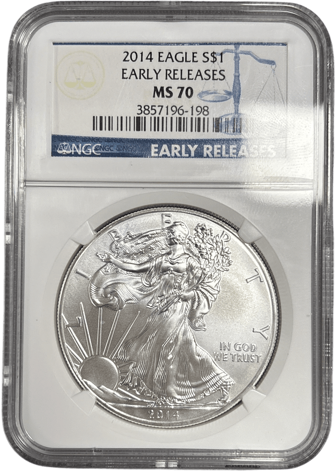 2014 SILVER EAGLE $1 EARLY RELEASE NGC MS 70 USA - NGC SILVER COINS - Cambridgeshire Coins