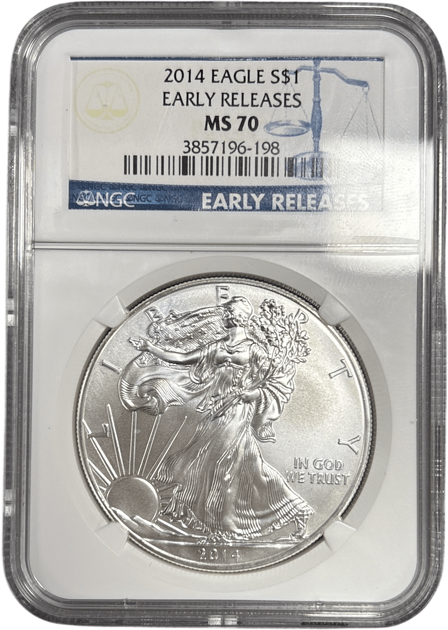 2014 SILVER EAGLE $1 EARLY RELEASE NGC MS 70 USA - NGC SILVER COINS - Cambridgeshire Coins