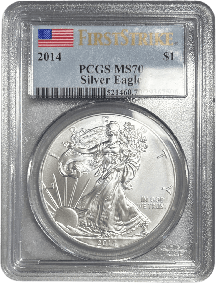 2014 SILVER EAGLE $1 FIRST STRIKE PCGS MS 70 USA - NGC SILVER COINS - Cambridgeshire Coins