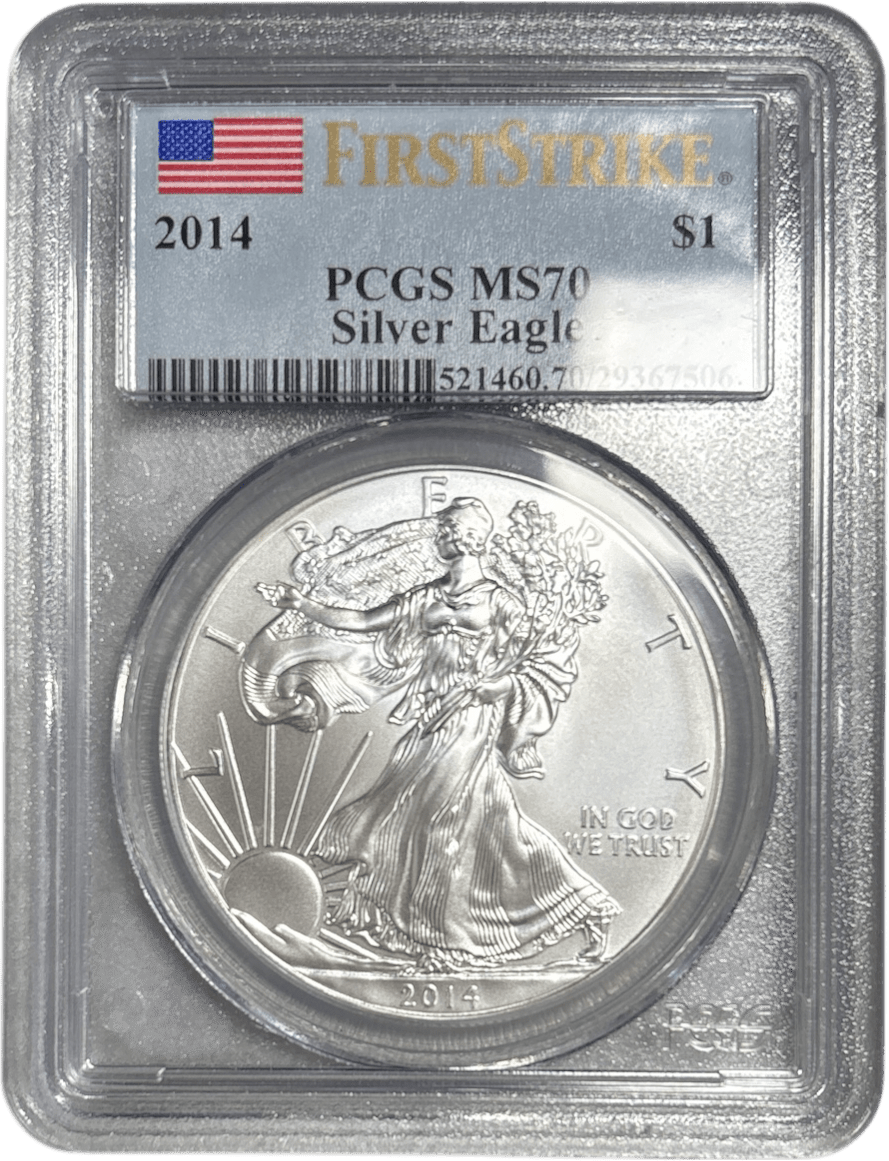 2014 SILVER EAGLE $1 FIRST STRIKE PCGS MS 70 USA - NGC SILVER COINS - Cambridgeshire Coins