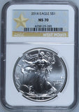 2014 SILVER EAGLE $1 NGC MS 70 USA REF - 2 - NGC SILVER COINS - Cambridgeshire Coins