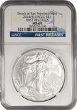 2014 SILVER EAGLE $1 STRUCK AT SAN FRANCISCO MINT FIRST RELEASES NGC MS 69 USA - NGC SILVER COINS - Cambridgeshire Coins