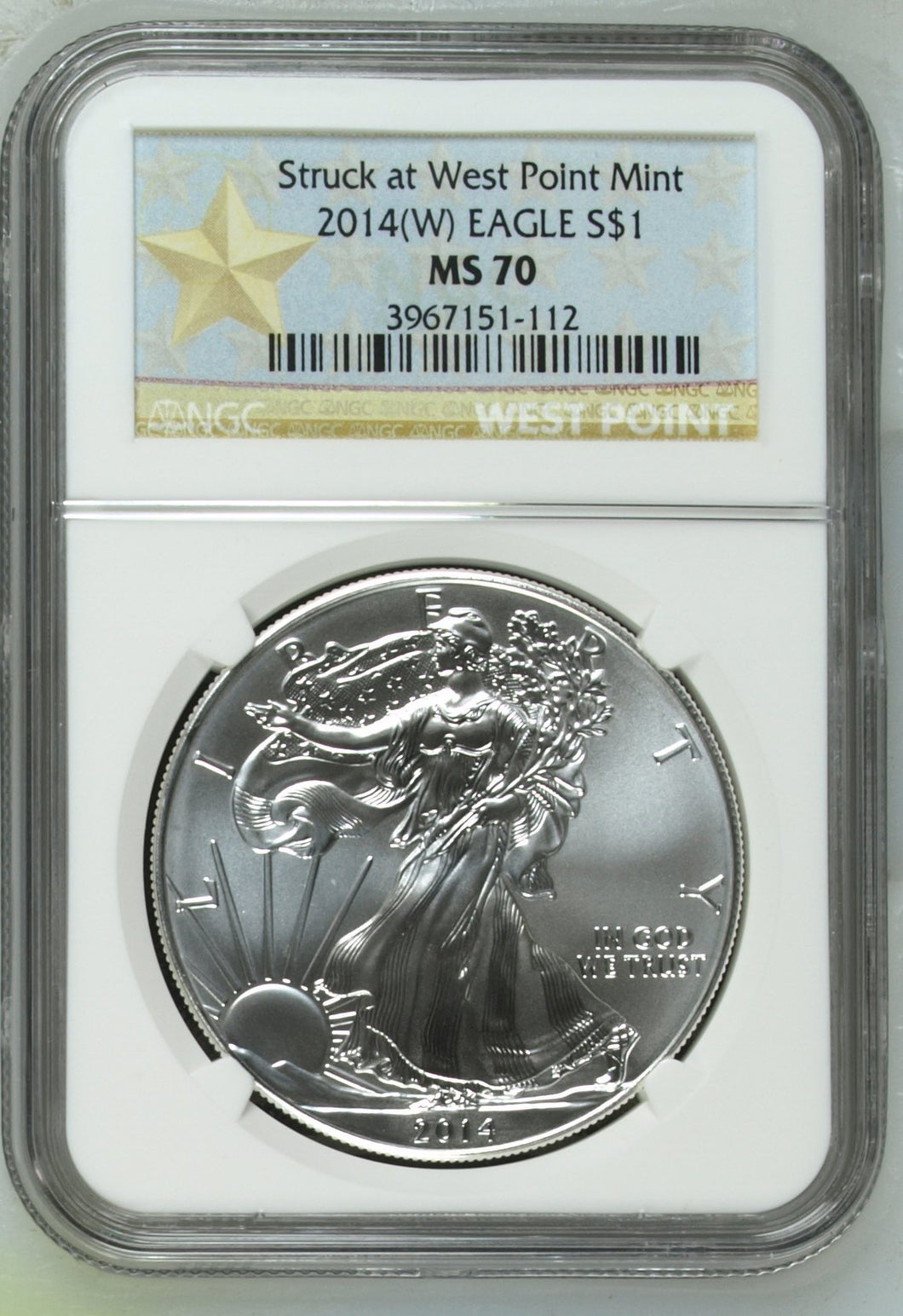 2014 SILVER EAGLE $1 STRUCK AT WEST POINT MINT NGC MS 70 USA REF - 2 - NGC SILVER COINS - Cambridgeshire Coins