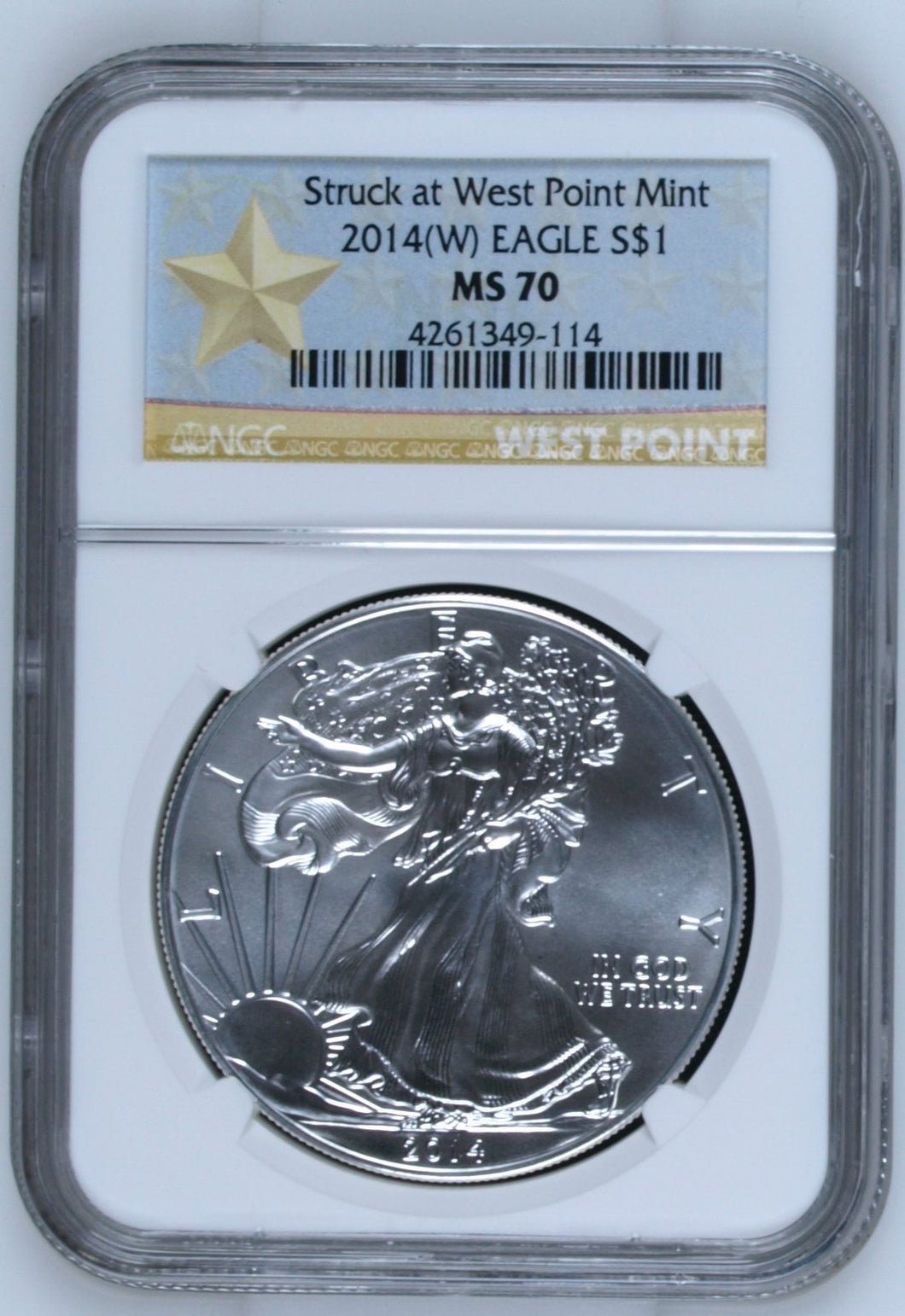 2014 SILVER EAGLE $1 STRUCK AT WEST POINT MINT NGC MS 70 USA REF - 3 - NGC SILVER COINS - Cambridgeshire Coins