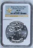 2014 SILVER EAGLE $1 STRUCK AT WEST POINT MINT NGC MS 70 USA REF - 3 - NGC SILVER COINS - Cambridgeshire Coins