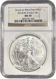 2014 SILVER EAGLE $1 STRUCK AT WEST POINT MINT NGC MS 70 USA REF - 4 - NGC SILVER COINS - Cambridgeshire Coins
