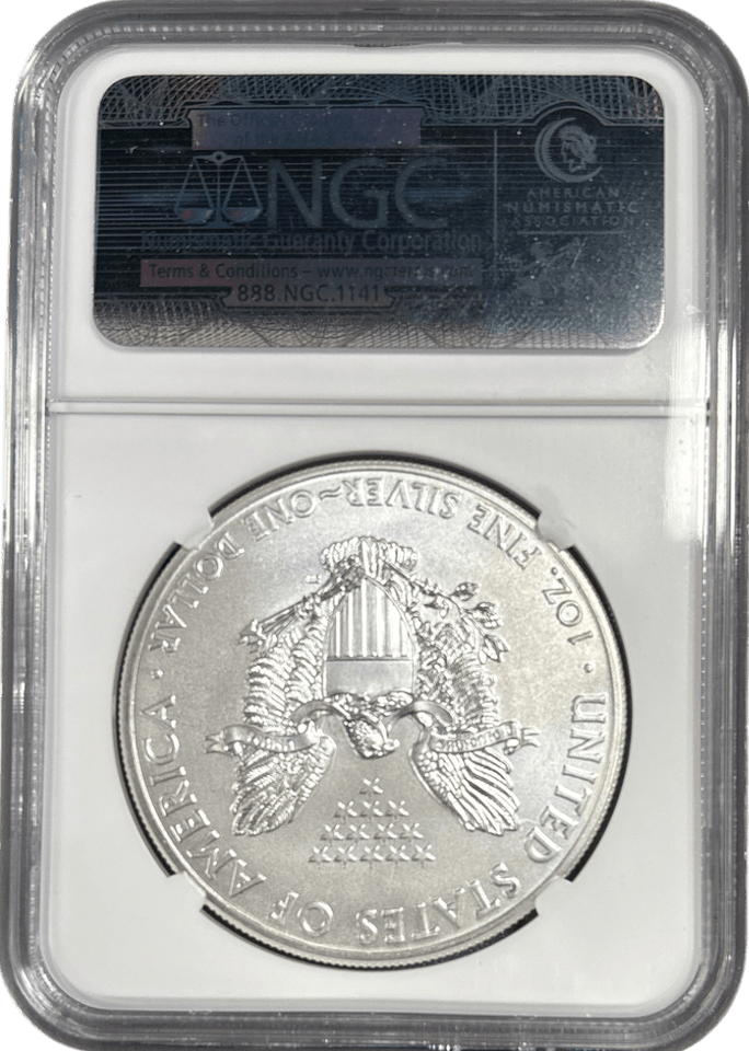 2014 SILVER EAGLE $1 STRUCK AT WEST POINT MINT NGC MS 70 USA REF - 4 - NGC SILVER COINS - Cambridgeshire Coins