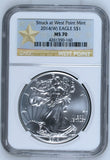 2014 SILVER EAGLE $1 STRUCK AT WEST POINT MINT NGC MS 70 USA - NGC SILVER COINS - Cambridgeshire Coins