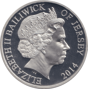 2014 SILVER PROOF £5 BAILIWICK OF JERSEY - SILVER WORLD COINS - Cambridgeshire Coins