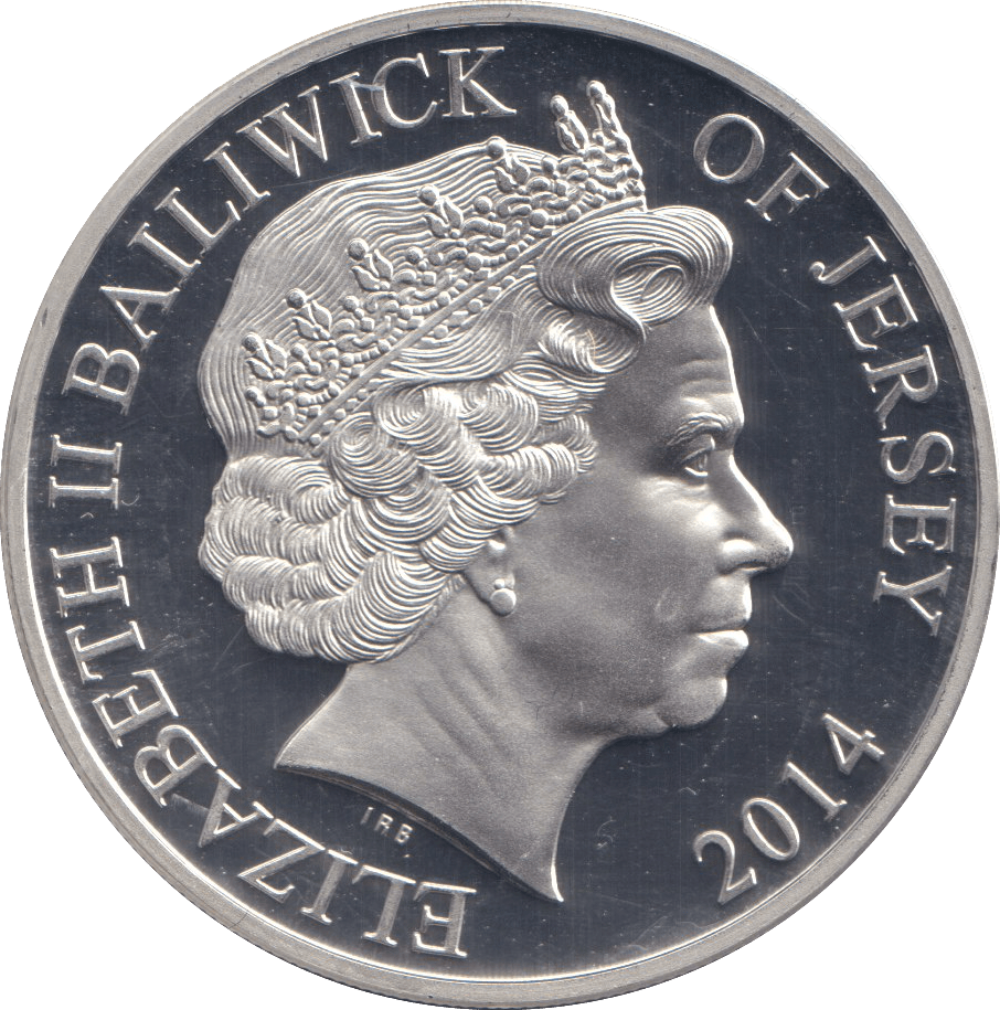 2014 SILVER PROOF £5 BAILIWICK OF JERSEY - SILVER WORLD COINS - Cambridgeshire Coins