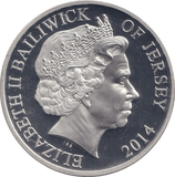 2014 SILVER PROOF £5 BAILIWICK OF JERSEY - SILVER WORLD COINS - Cambridgeshire Coins