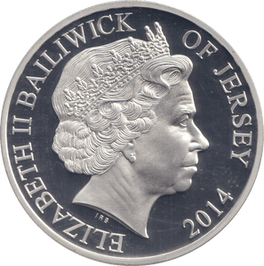 2014 SILVER PROOF £5 BAILIWICK OF JERSEY - SILVER WORLD COINS - Cambridgeshire Coins