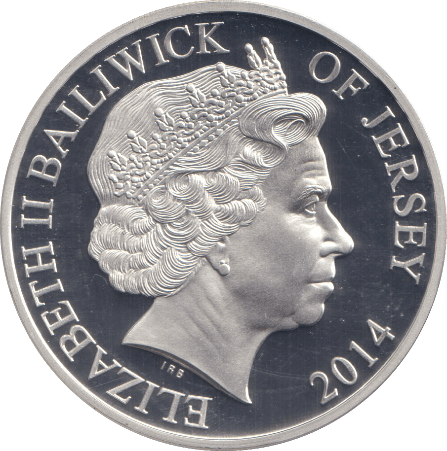 2014 SILVER PROOF £5 BAILIWICK OF JERSEY - SILVER WORLD COINS - Cambridgeshire Coins
