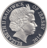 2014 SILVER PROOF £5 BAILIWICK OF JERSEY - SILVER WORLD COINS - Cambridgeshire Coins