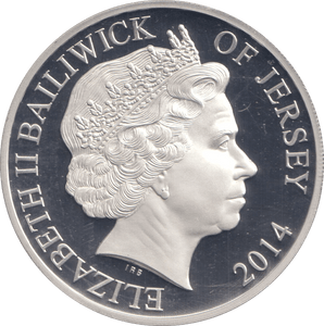 2014 SILVER PROOF £5 BAILIWICK OF JERSEY - SILVER WORLD COINS - Cambridgeshire Coins