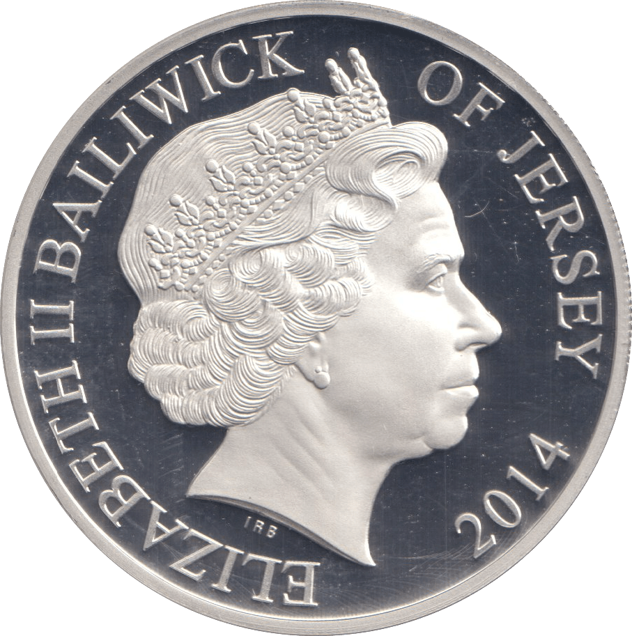 2014 SILVER PROOF £5 BAILIWICK OF JERSEY - SILVER WORLD COINS - Cambridgeshire Coins