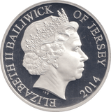 2014 SILVER PROOF £5 BAILIWICK OF JERSEY - SILVER WORLD COINS - Cambridgeshire Coins