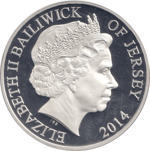 2014 SILVER PROOF £5 BAILIWICK OF JERSEY - SILVER WORLD COINS - Cambridgeshire Coins
