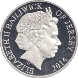 2014 SILVER PROOF £5 BAILIWICK OF JERSEY - SILVER WORLD COINS - Cambridgeshire Coins
