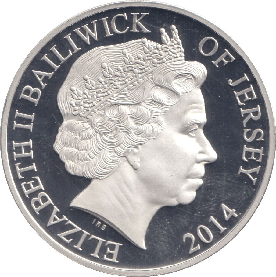 2014 SILVER PROOF £5 BAILIWICK OF JERSEY - SILVER WORLD COINS - Cambridgeshire Coins