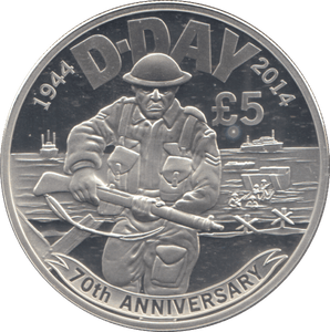 2014 SILVER PROOF 5 POUNDS 70TH ANNIVERSARY OF D DAY - £5 Silver Proof - Cambridgeshire Coins