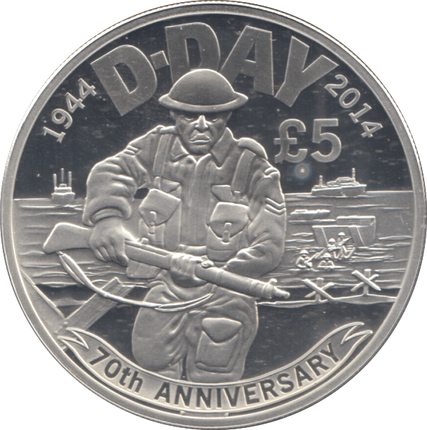 2014 SILVER PROOF 5 POUNDS 70TH ANNIVERSARY OF D DAY - £5 Silver Proof - Cambridgeshire Coins