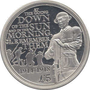 2014 SILVER PROOF FIVE POUNDS WE WILL REMEMBER THEM - £5 Silver Proof - Cambridgeshire Coins