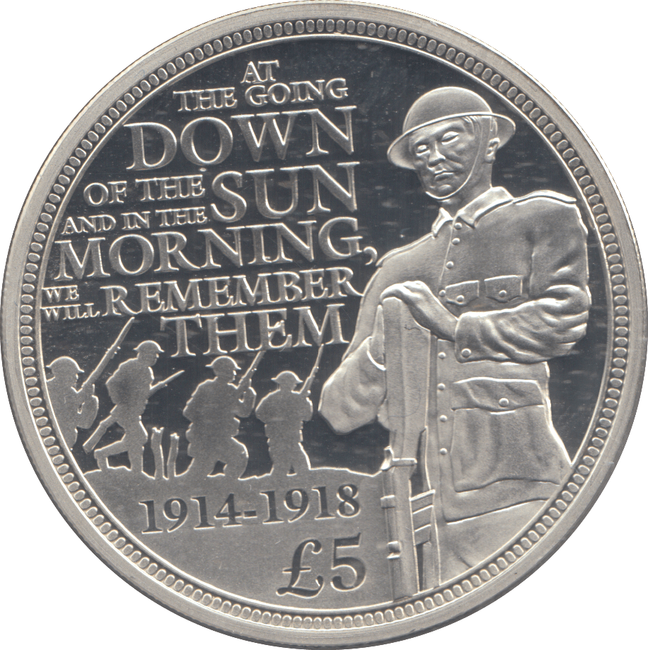 2014 SILVER PROOF FIVE POUNDS WE WILL REMEMBER THEM - £5 Silver Proof - Cambridgeshire Coins