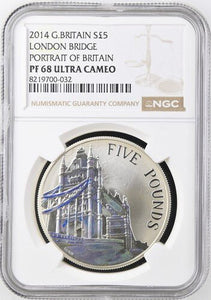 2014 SILVER PROOF PORTRAIT OF LONDON BRIDGE ( NGC ) PF 68 ULTRA CAMEO - NGC SILVER COINS - Cambridgeshire Coins