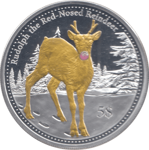 2014 SILVER PROOF RUDOLPH 5 DOLLARS CHRISTMAS ISLAND - OTHER TOKENS - Cambridgeshire Coins