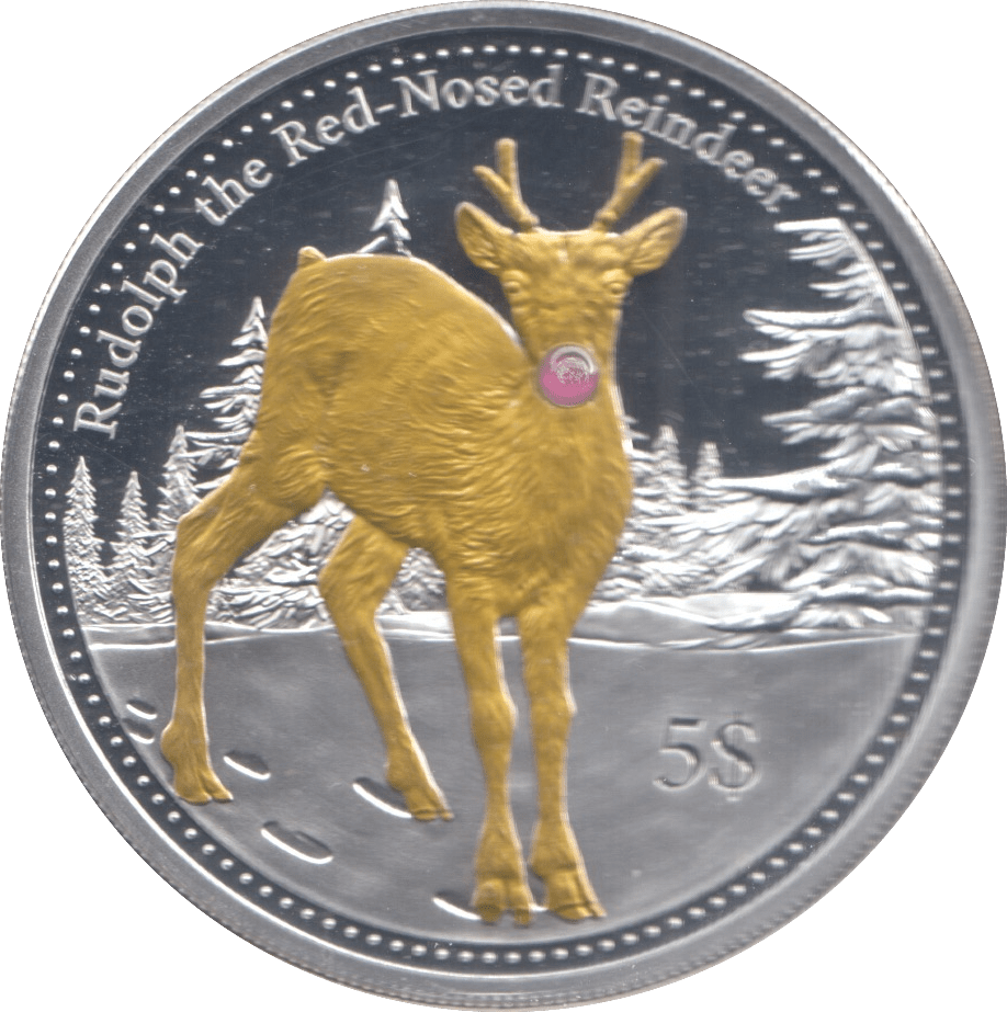 2014 SILVER PROOF RUDOLPH 5 DOLLARS CHRISTMAS ISLAND - OTHER TOKENS - Cambridgeshire Coins