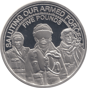 2014 SILVER PROOF SALUTING ARMED FORCES FIVE POUNDS GUERNSEY - SILVER WORLD COINS - Cambridgeshire Coins