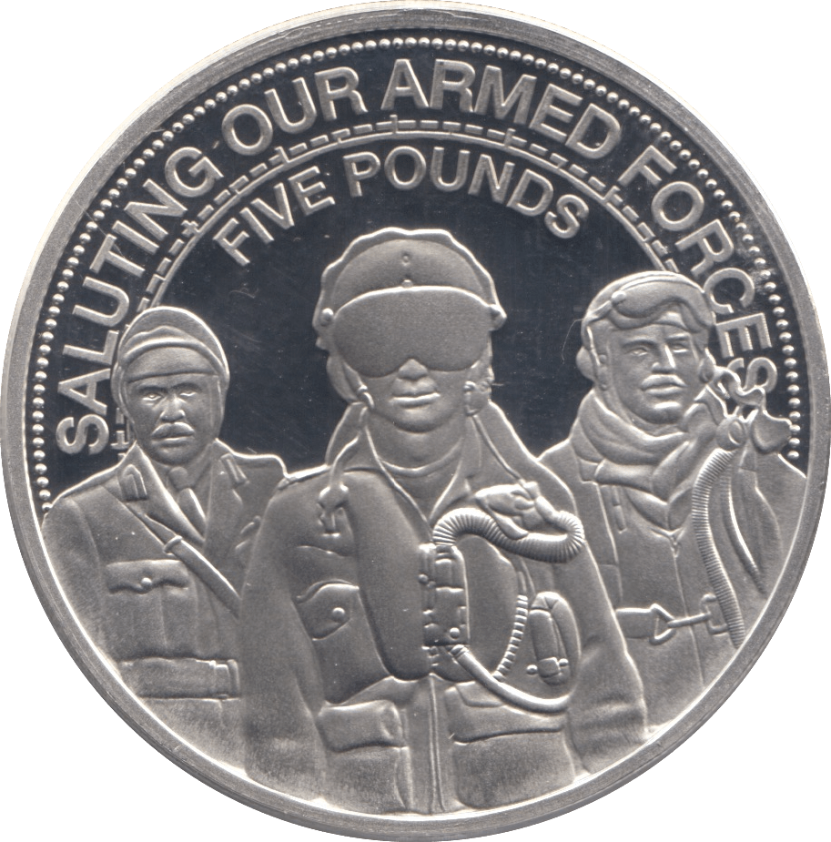 2014 SILVER PROOF SALUTING ARMED FORCES FIVE POUNDS GUERNSEY - SILVER WORLD COINS - Cambridgeshire Coins