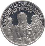 2014 SILVER PROOF SALUTING ARMED FORCES FIVE POUNDS GUERNSEY - SILVER WORLD COINS - Cambridgeshire Coins